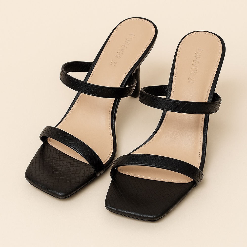 Forever‎ 21 Black Strappy Heels